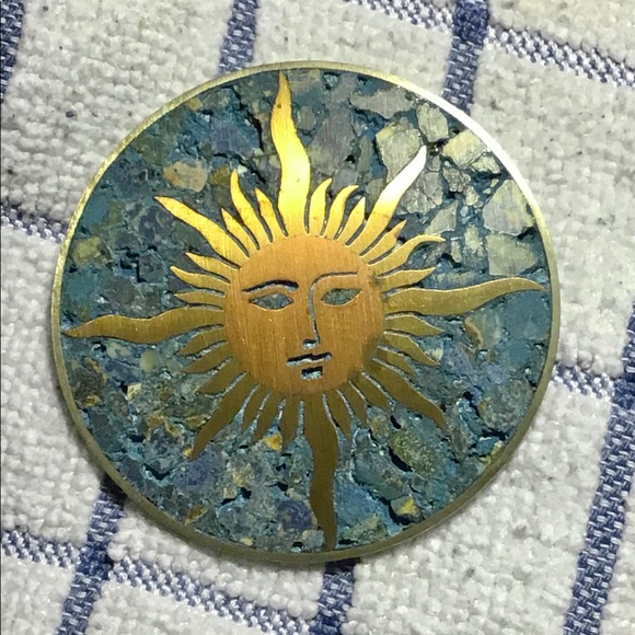 Taxco Jewelry - Vintage Sterling Taxco Aztec Sun God brooch